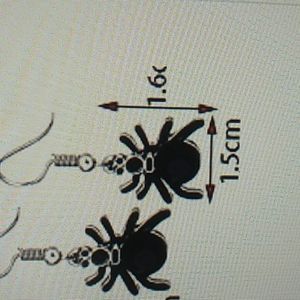 Halloween earrings Enamal Spiders in Black & Gems Hypoallergenic